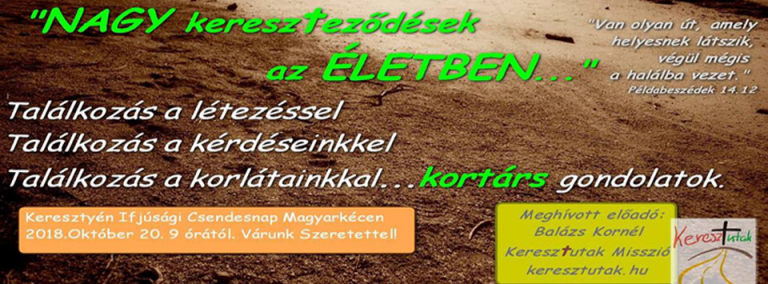 Ifjúsági Csendesnap – Keresztutak – Balázs Kornél, misszionárius